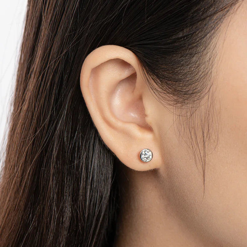 עגילי סוליטר מואסנייט קלאסיים