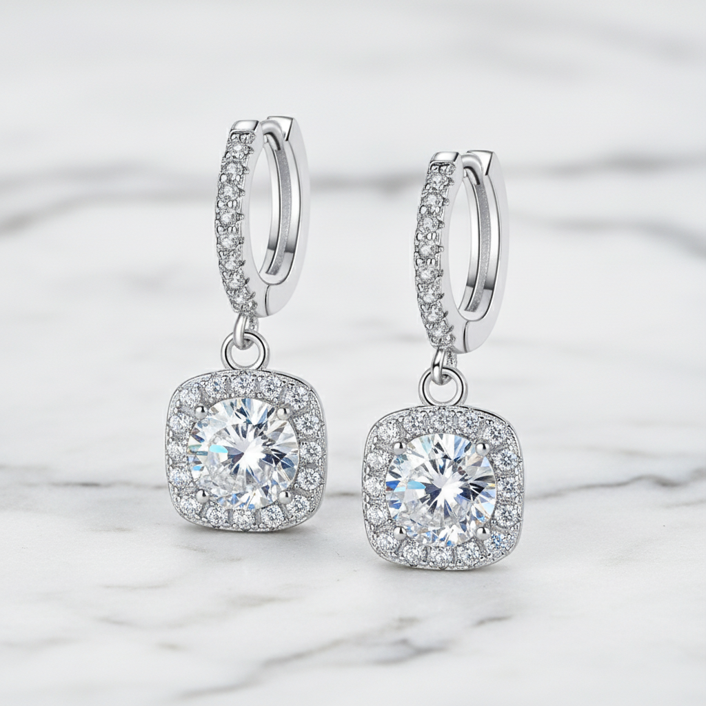 עגילי סוליטר מואסנייט יוקרתיים