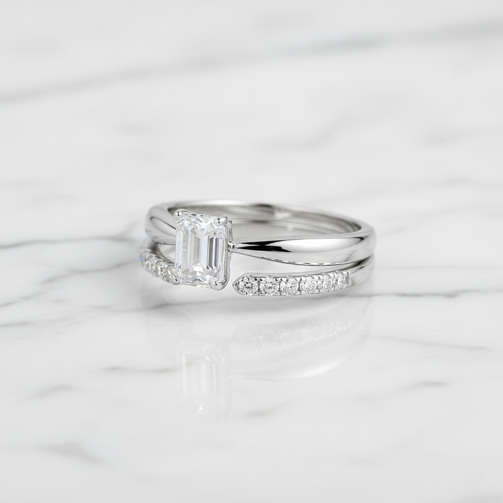 טבעת סוליטר ליטוש אמרלד