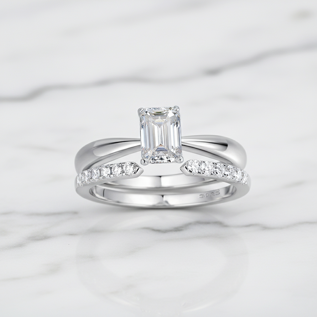 טבעת סוליטר ליטוש אמרלד