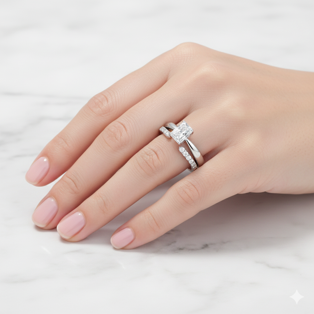 טבעת סוליטר ליטוש אמרלד