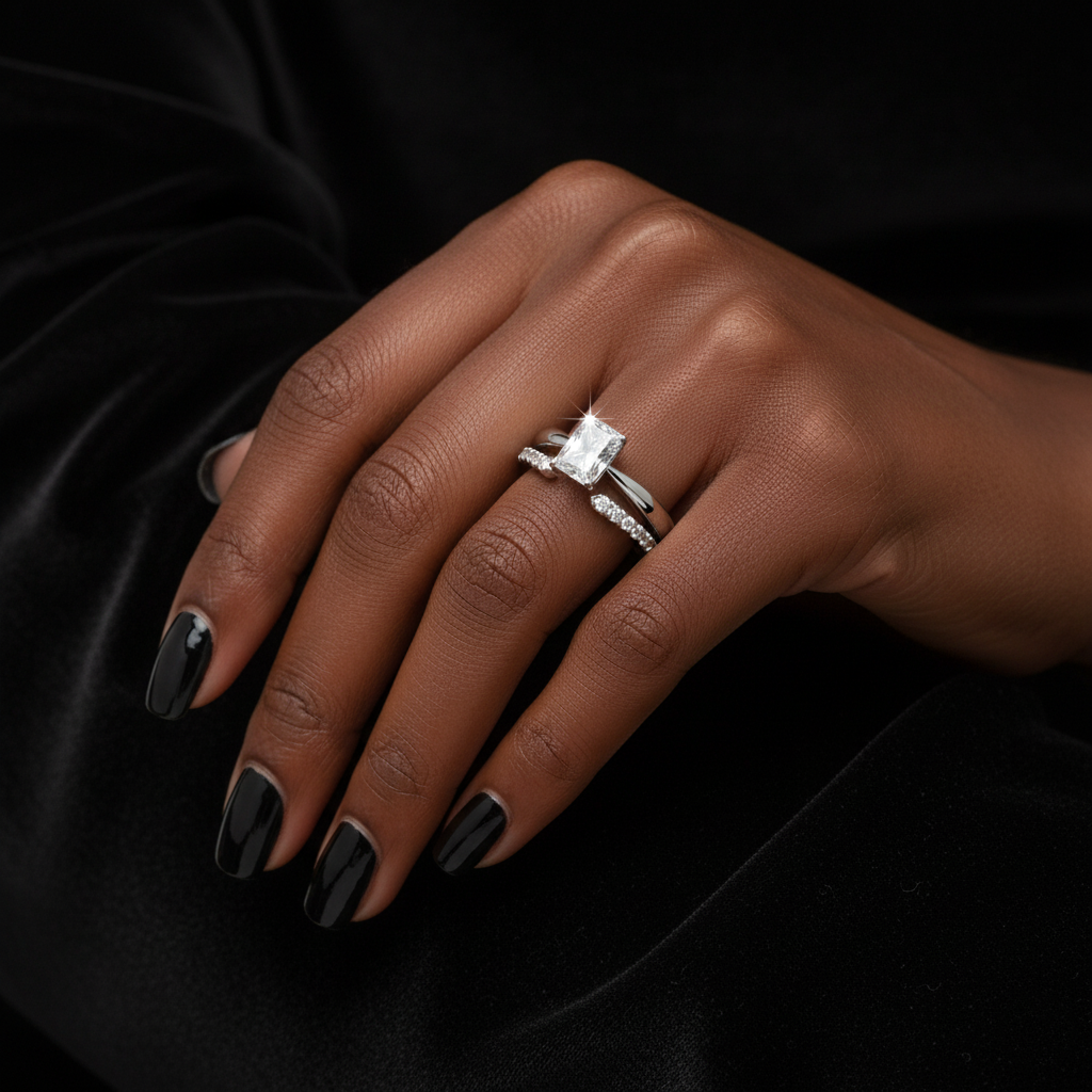 טבעת סוליטר ליטוש אמרלד