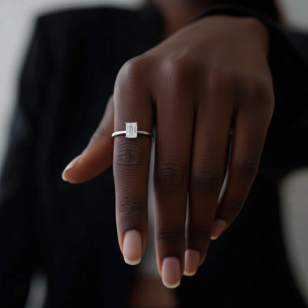 טבעת מואסנייט ליטוש אמרלד