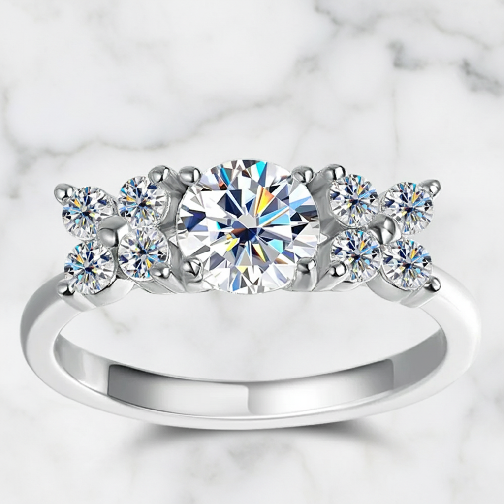 טבעת מואסנייט ליטוש אובלי