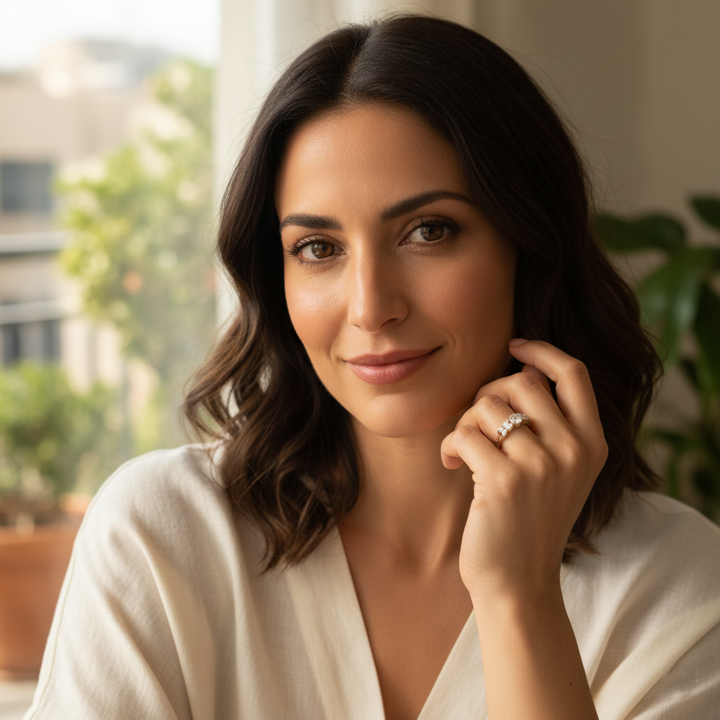 טבעת מואסנייט ליטוש אובלי