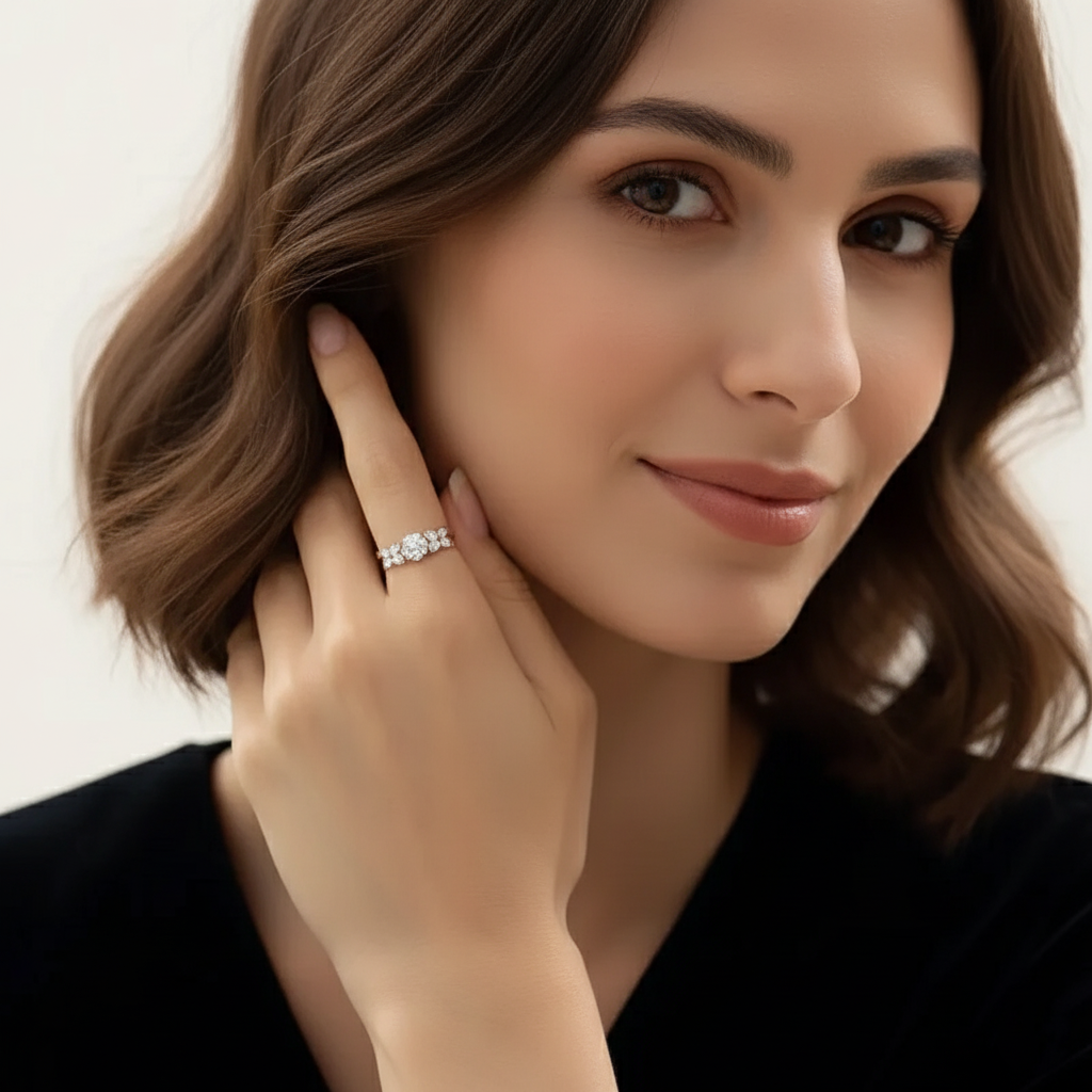 טבעת מואסנייט ליטוש אובלי