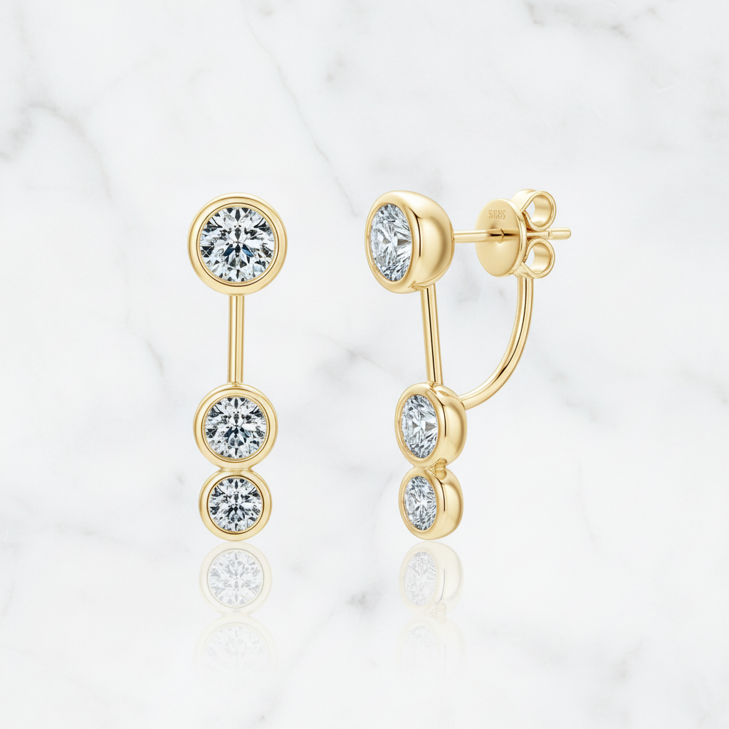 עגילי טיפה ראונד מדורגים