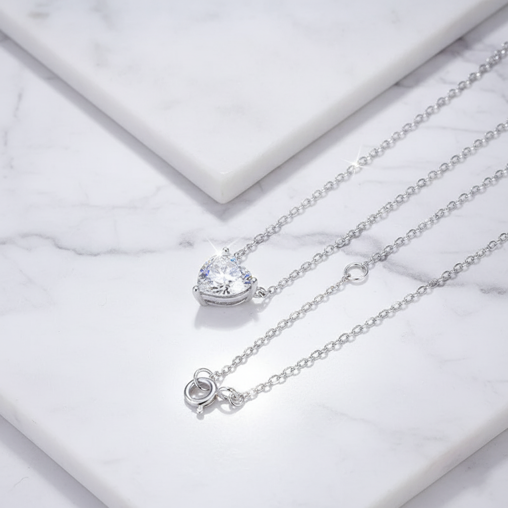 תליון לב מואסנייט סוליטר