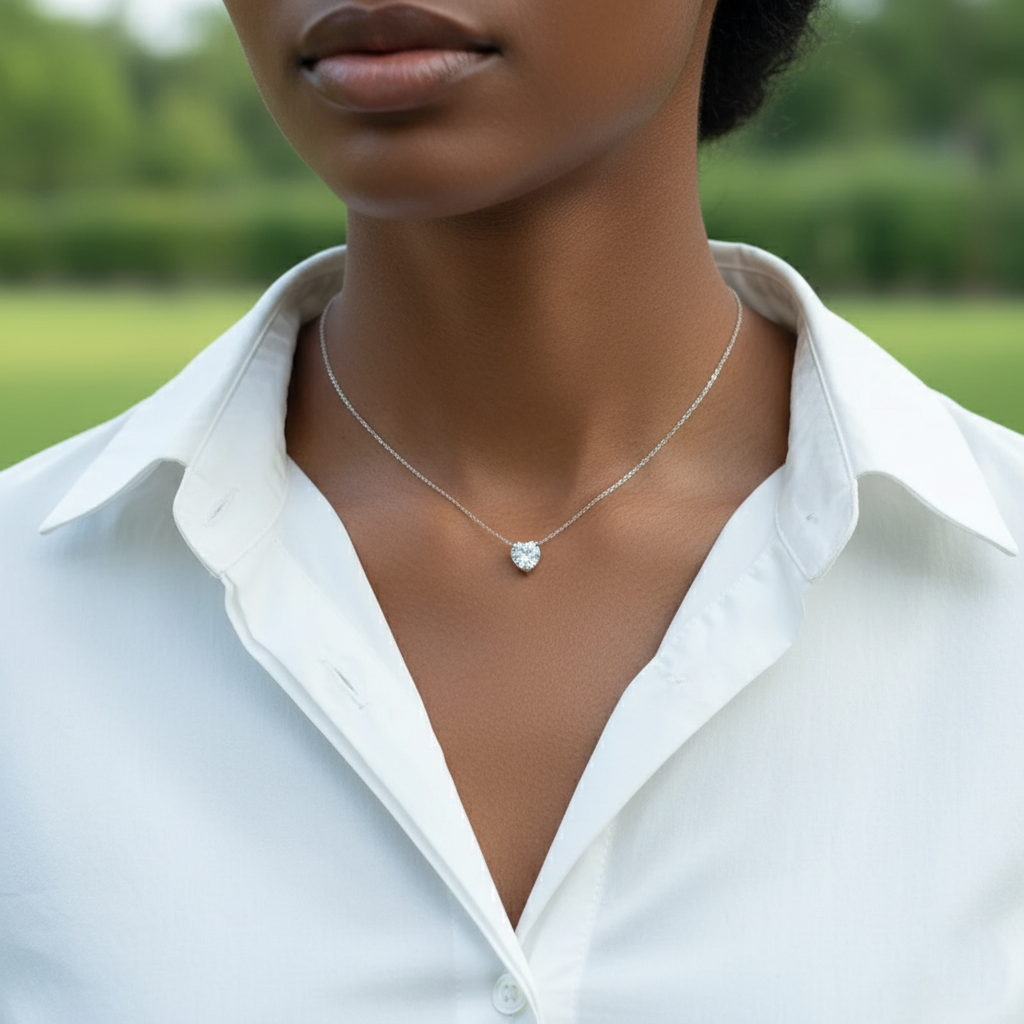 תליון לב מואסנייט סוליטר