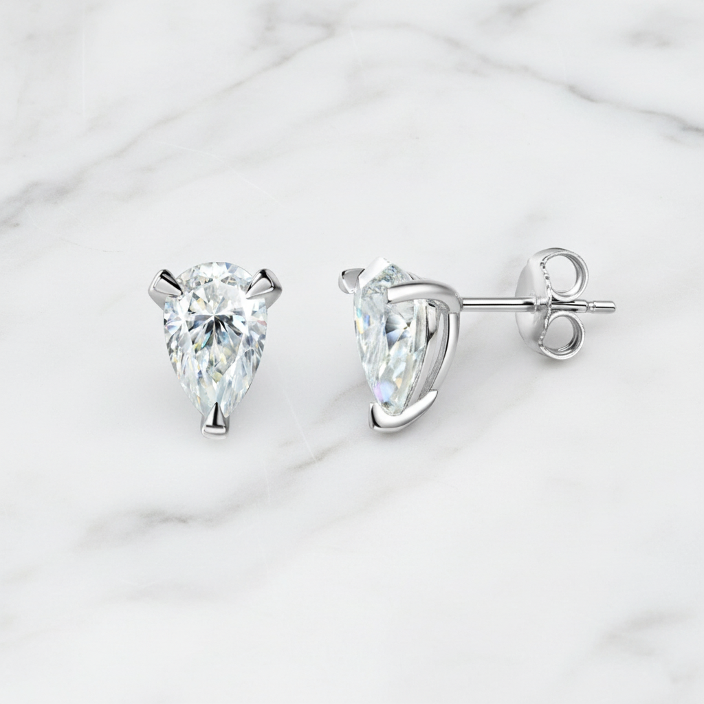 עגילי חישוק מואסנייט בליטוש אגס