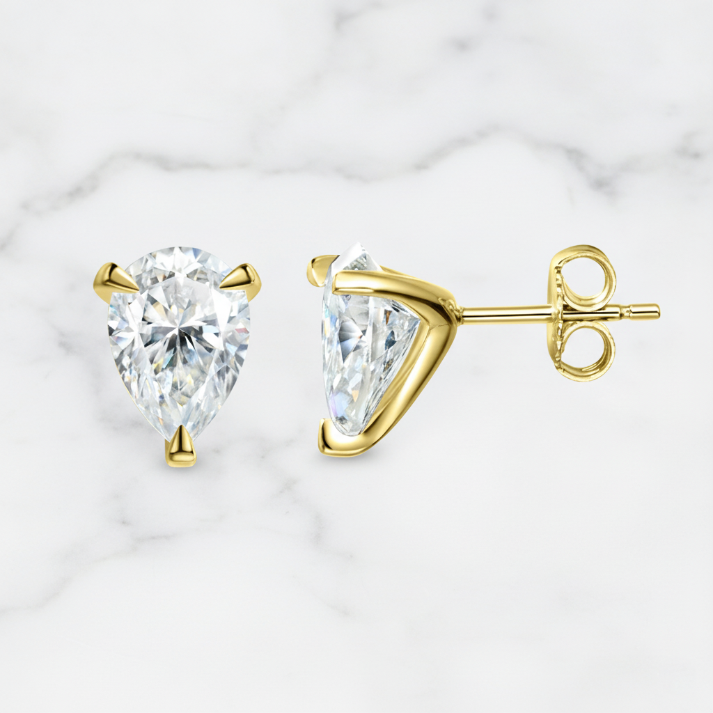 עגילי חישוק מואסנייט בליטוש אגס