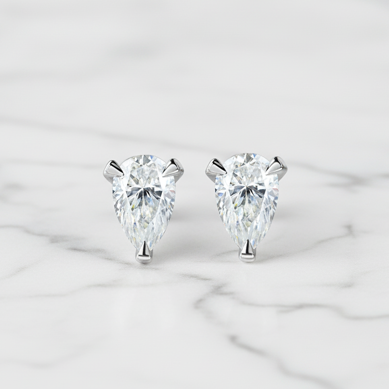 עגילי חישוק מואסנייט בליטוש אגס