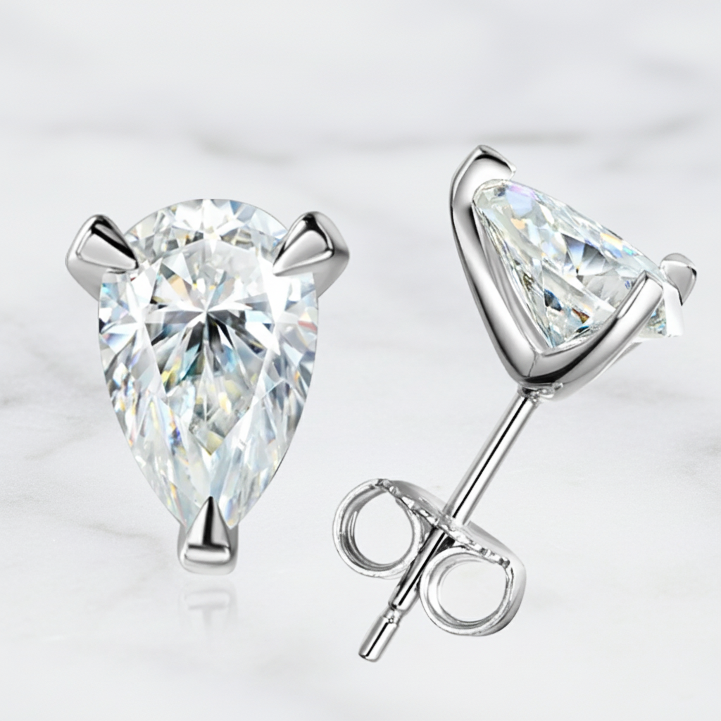 עגילי חישוק מואסנייט בליטוש אגס