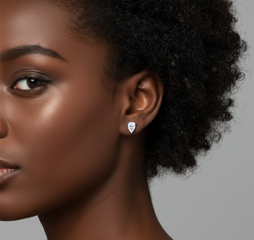 עגילי חישוק מואסנייט בליטוש אגס