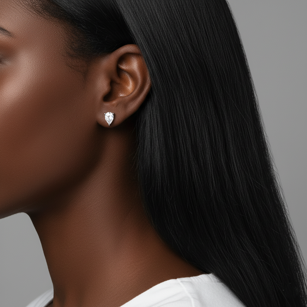 עגילי חישוק מואסנייט בליטוש אגס