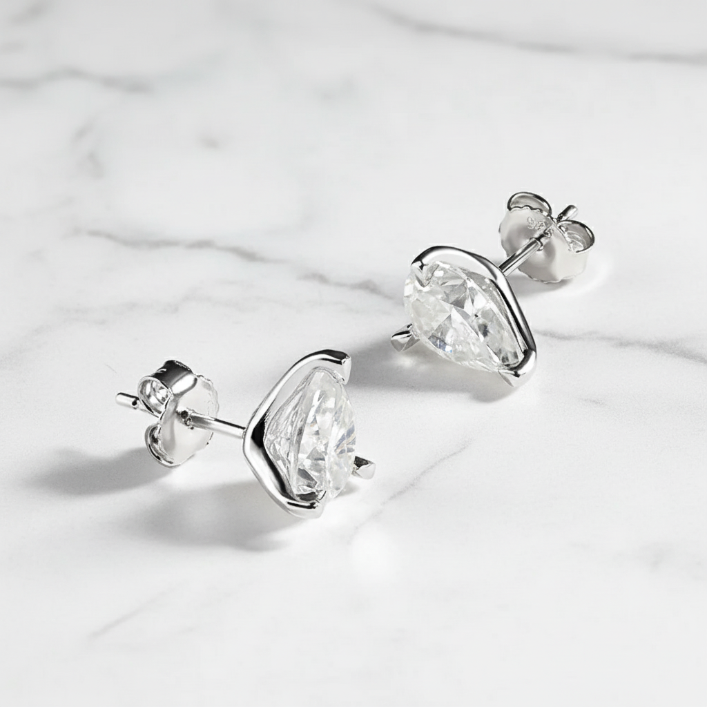 עגילי חישוק מואסנייט בליטוש אגס