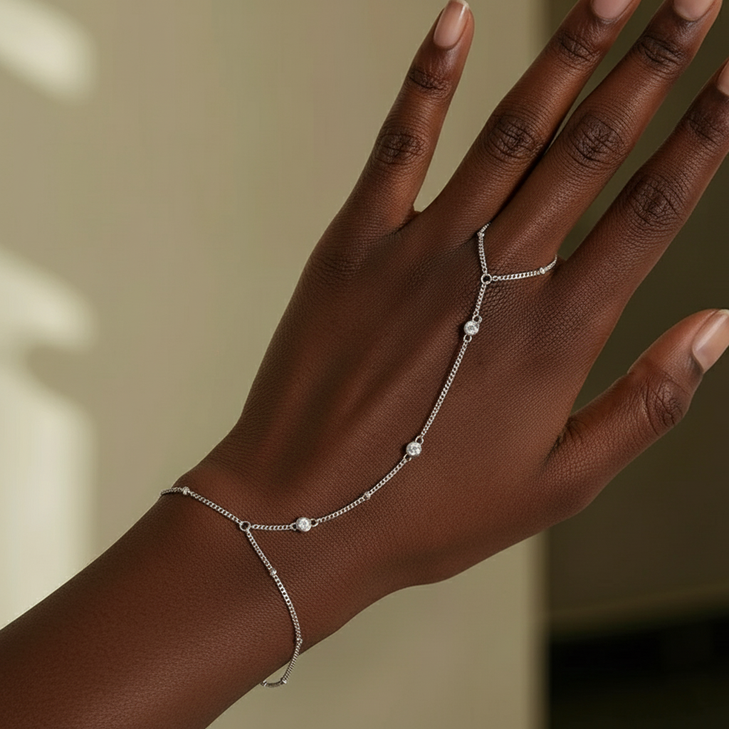 צמיד שרשרת מואסנייט בליטוש עגול