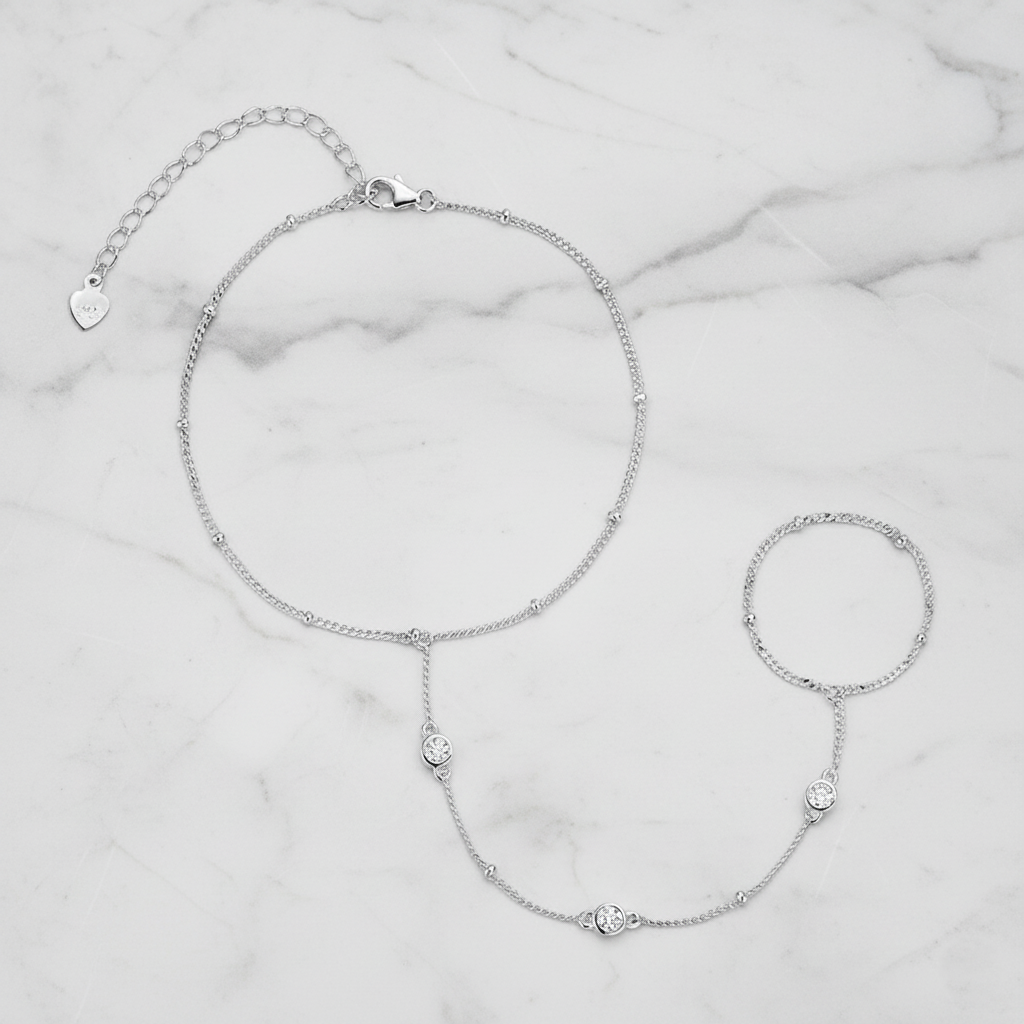 צמיד שרשרת מואסנייט בליטוש עגול