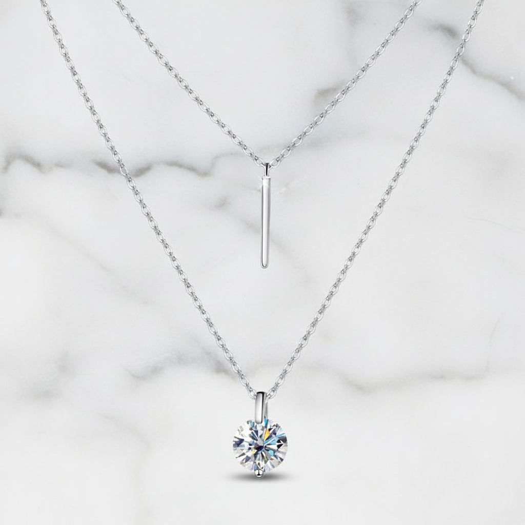 שרשרת תליון מואסנייט כפולה