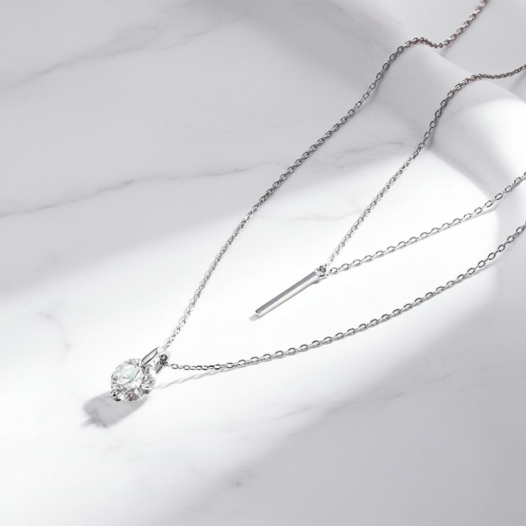 שרשרת תליון מואסנייט כפולה