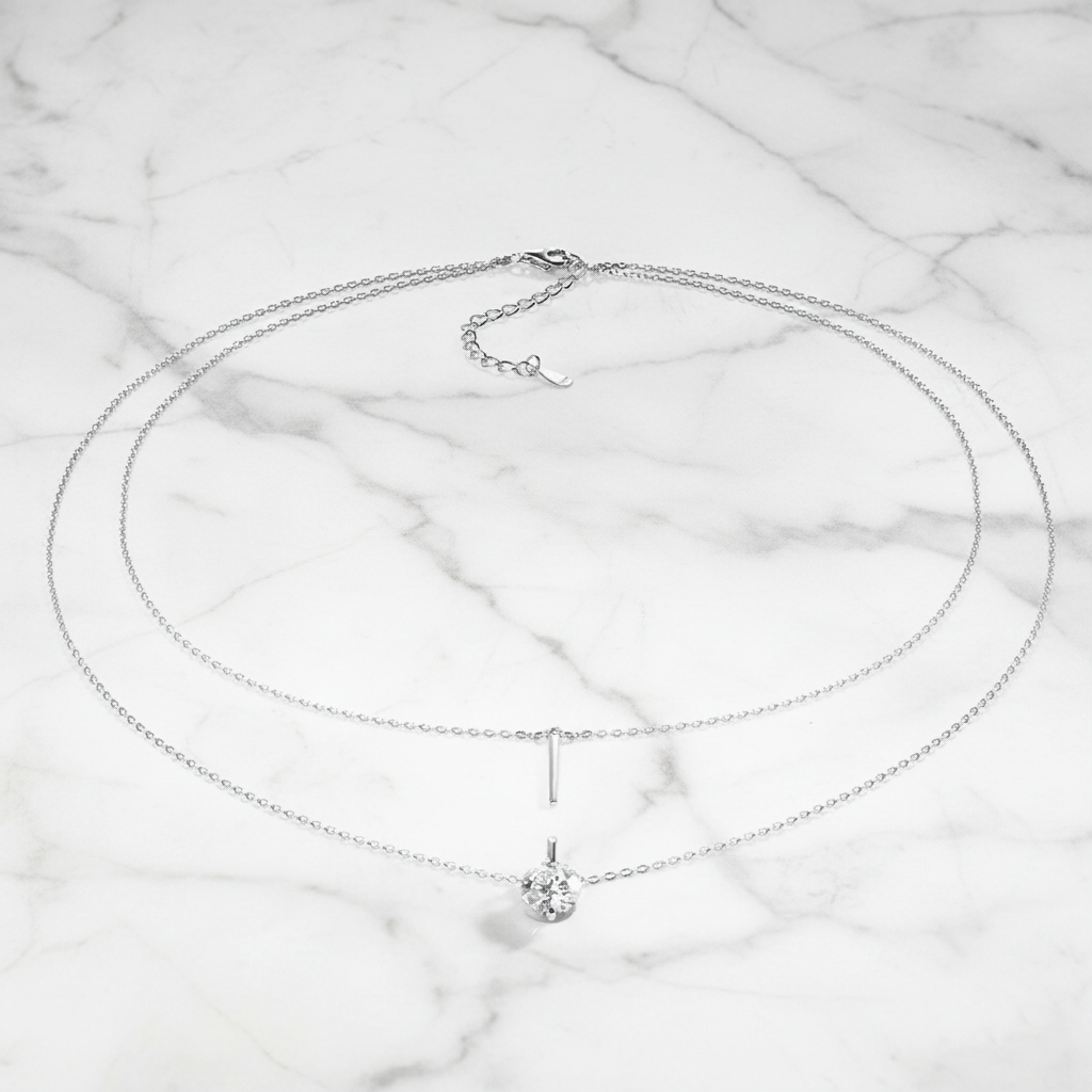 שרשרת תליון מואסנייט כפולה