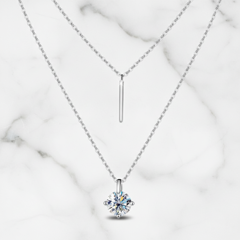 שרשרת תליון מואסנייט כפולה