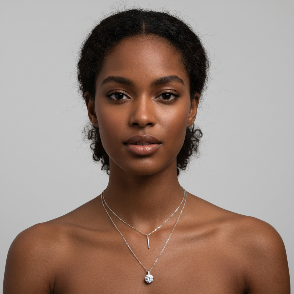 שרשרת תליון מואסנייט כפולה