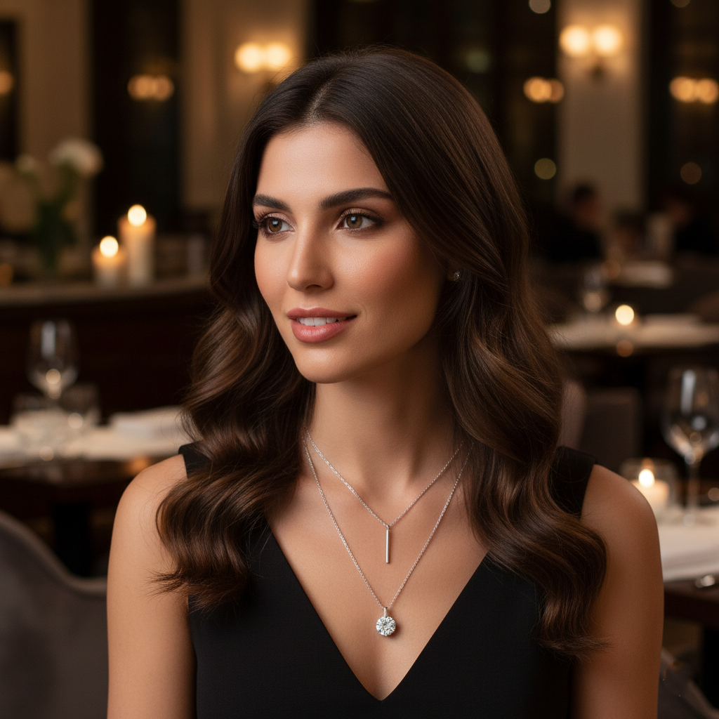 שרשרת תליון מואסנייט כפולה