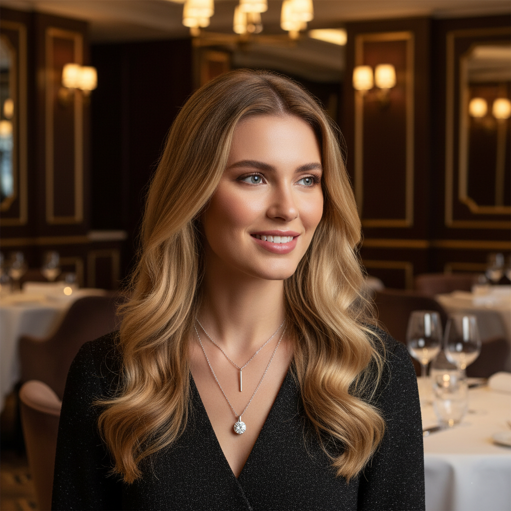 שרשרת תליון מואסנייט כפולה