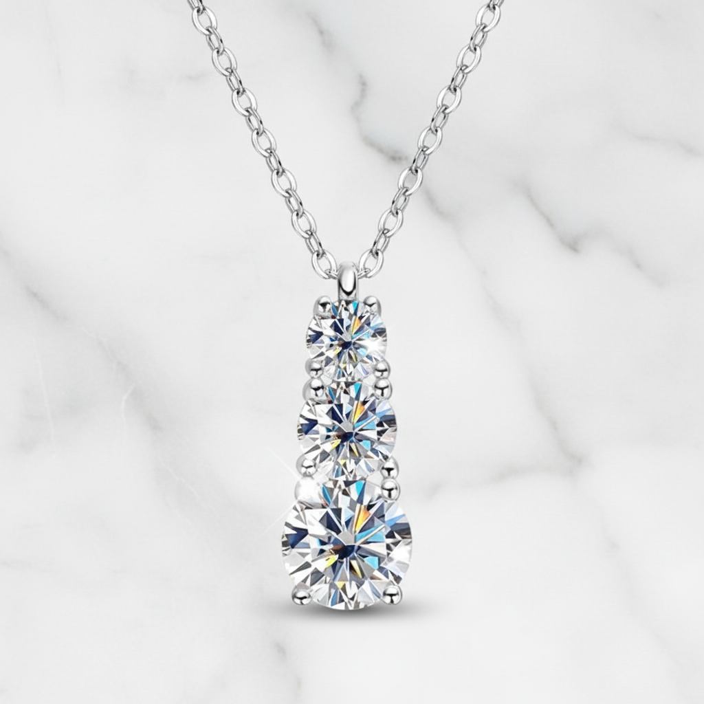 שרשרת טרילוגיה - 3 אבנים מדורג