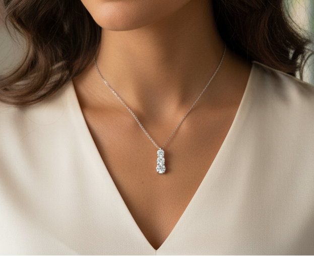 שרשרת טרילוגיה - 3 אבנים מדורג