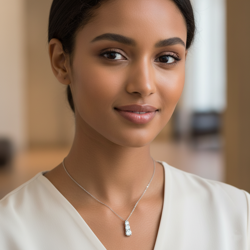 שרשרת טרילוגיה - 3 אבנים מדורג