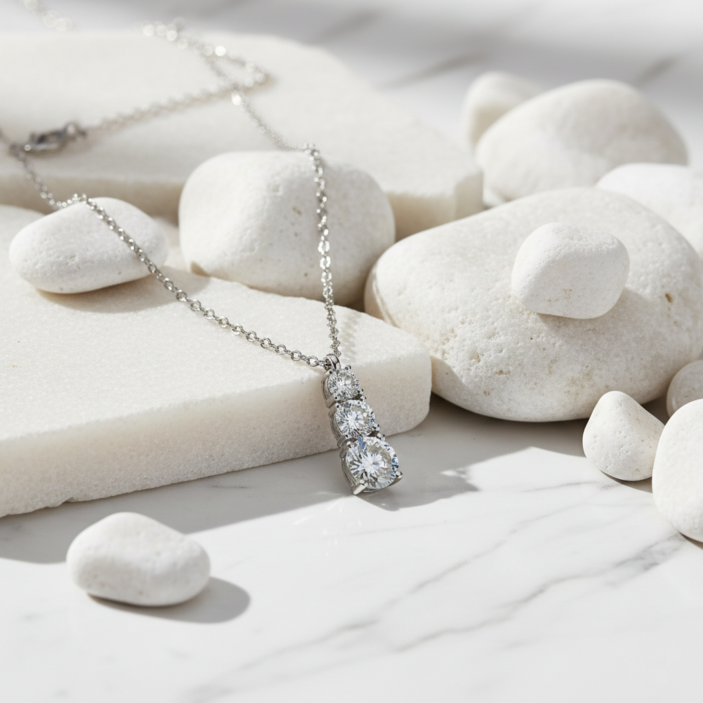 שרשרת טרילוגיה - 3 אבנים מדורג