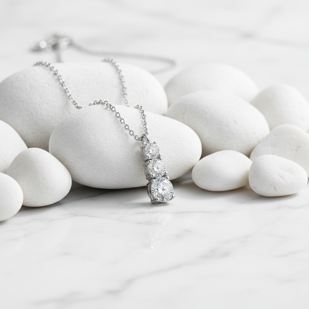 שרשרת טרילוגיה - 3 אבנים מדורג