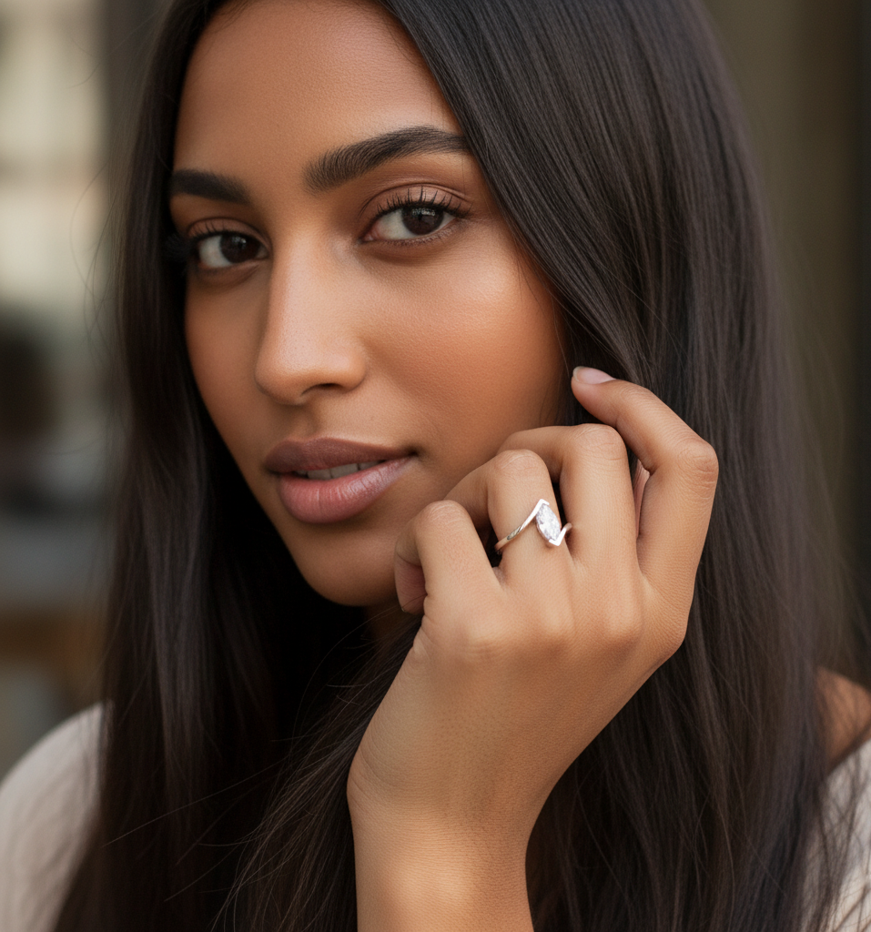 טבעת סוליטר מואסנייט חיתוך מרקיזה