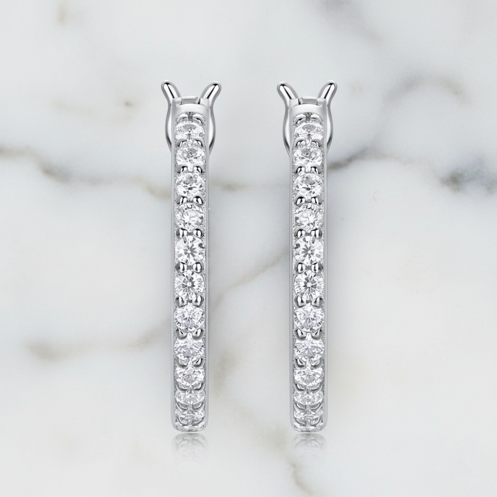 עגילי חישוק מואסנייט משובצים