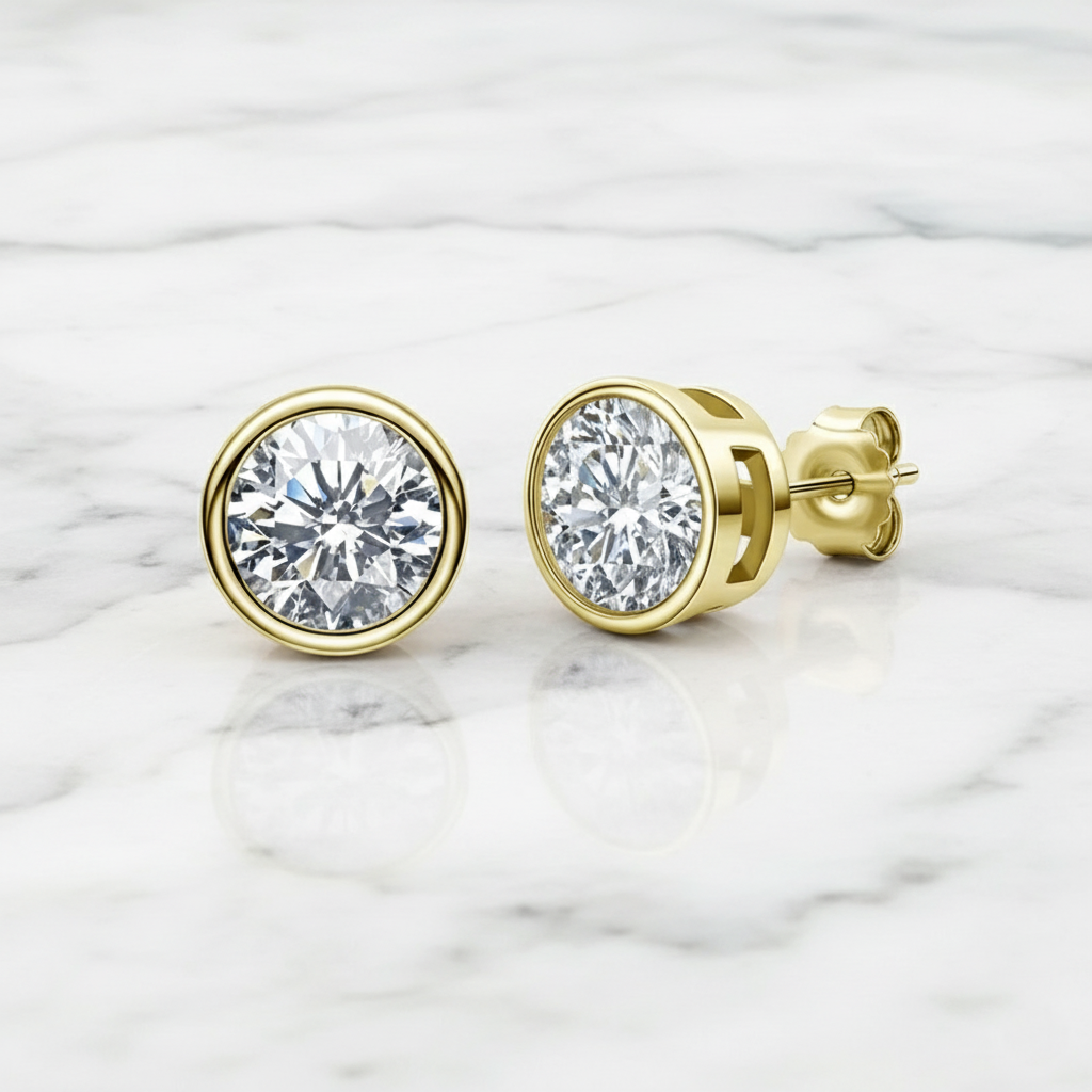 עגילי סוליטר מואסנייט קלאסיים