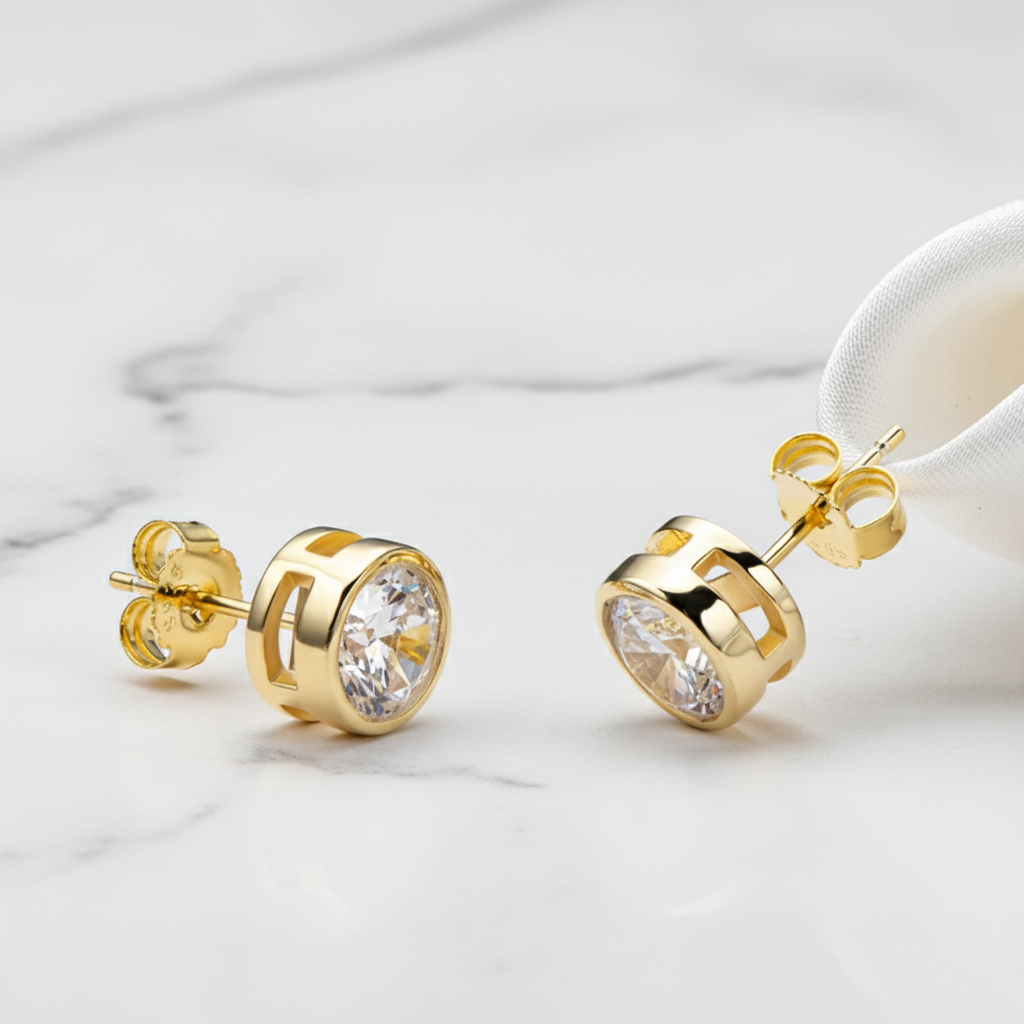 עגילי סוליטר מואסנייט קלאסיים