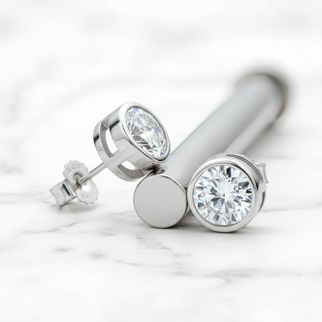 עגילי סוליטר מואסנייט קלאסיים