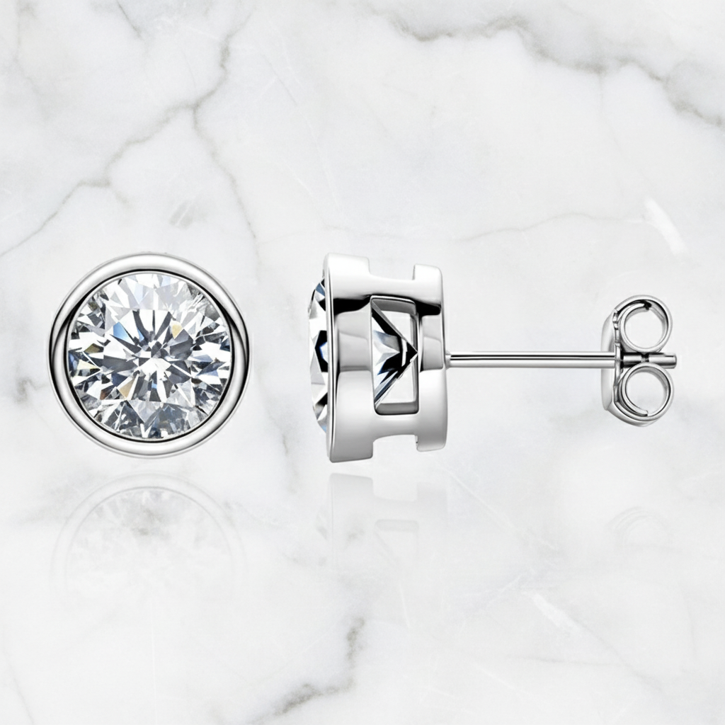 עגילי סוליטר מואסנייט קלאסיים