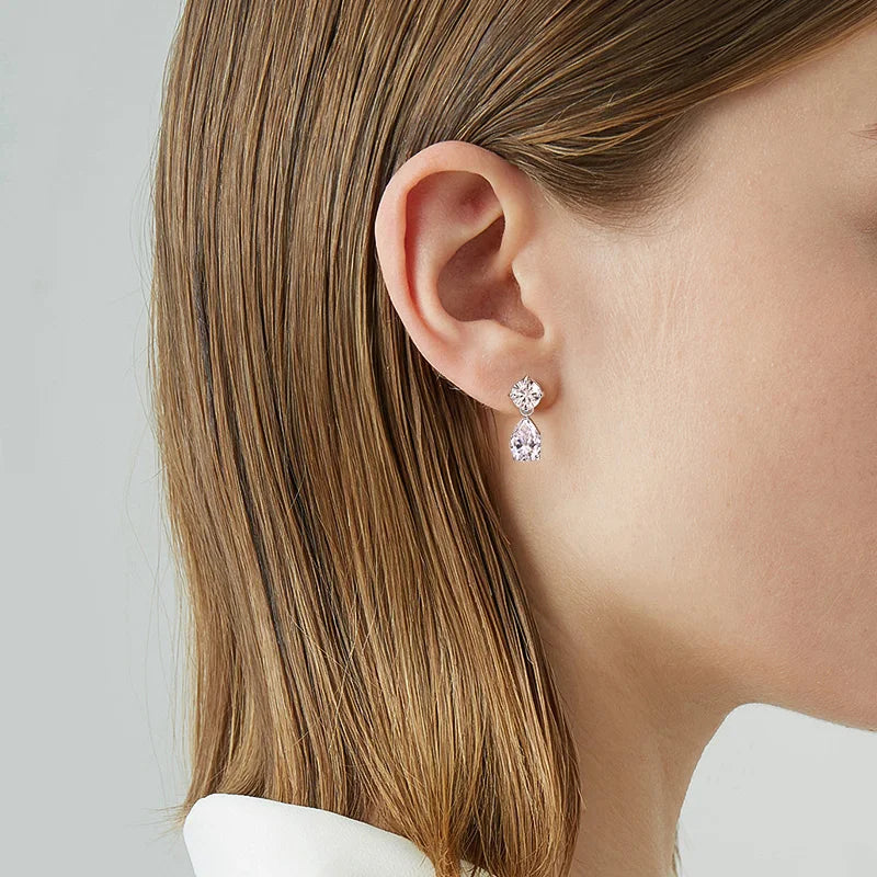 עגילי מואסנייט - דאבל דרופ