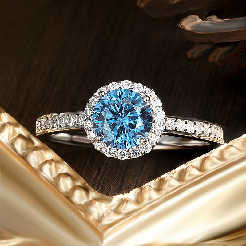 טבעת אמרלד Blue Moissanite