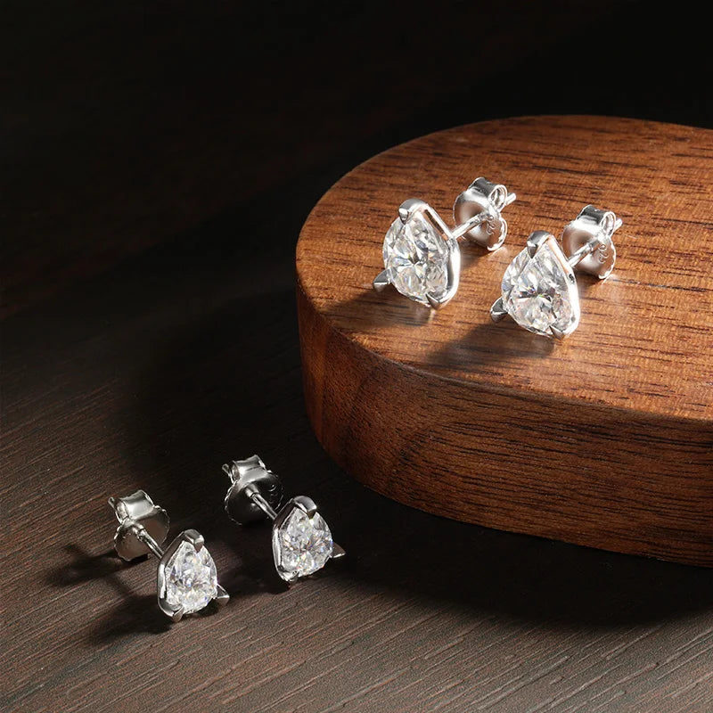 עגילי חישוק מואסנייט בליטוש אגס