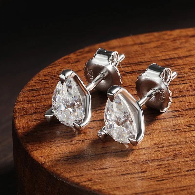 עגילי חישוק מואסנייט בליטוש אגס